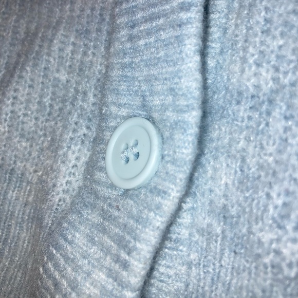 Baby Blue Button-Up Cropped Blouse Caridgan - Picture 3 of 4